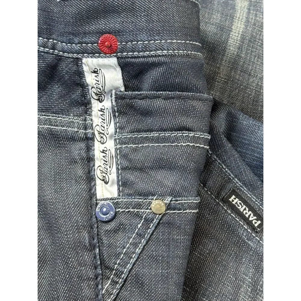 Vintage Y2K Parish Nation‎ Selvedge Baggy Loose Jeans Mens 38x32 Hip Hop 90s